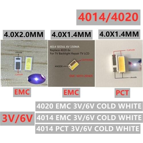 500pcs 4014 Replace 4020 SMD LED Beads Cold white 0.5W 3V 150mA For TV/LCD Backlight LED Backlight High Power LED EMC