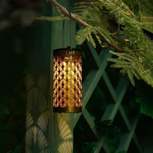 Waterproof Solar Lamp Retro Hollow Lantern Light LED Light Hanging Projector Lamp Outdoor Garden Lawn Landscape Lighting