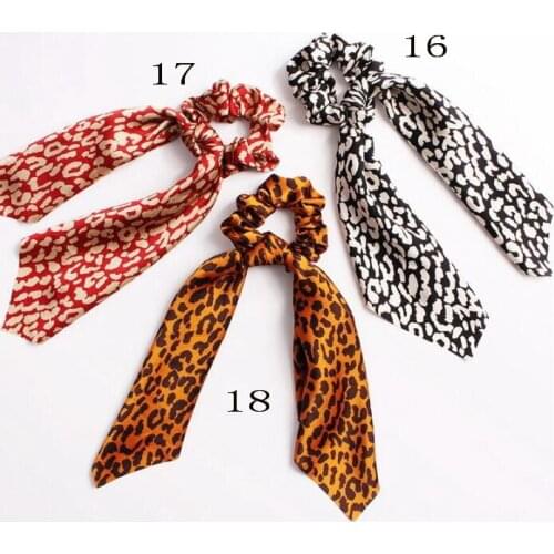 Women Rabbit Ear Printing Headband Bowknot Elastic Hair Bands Leopard Floral Scrunchie Hair Accessories Headwrap 20pcs F307