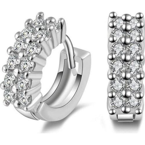 New Angel Stud Earring Earings Fashion 925 Sterling Silver Color Crystal Earrings for Women Nickel Free Wholesale Jewelry #021