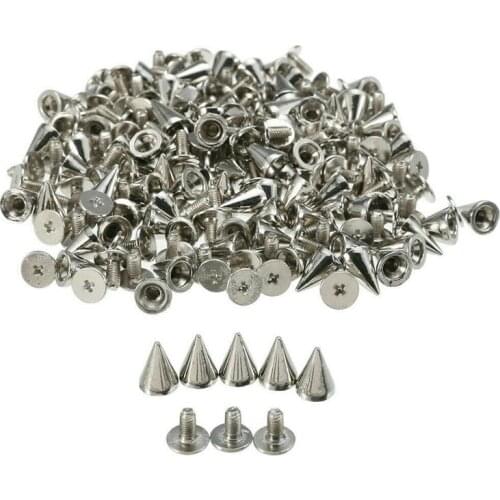100Pcs DIY Metal Bag Studs Cone Punk Spikes Spots Rivets Leather Craft