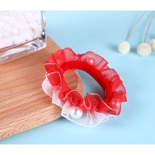 20Pcs 10cm Scrunchie Hairband Women Girl Elastic Hair Rubber Bands with Pearls Hair Accessories Headband Ponytail Holder
