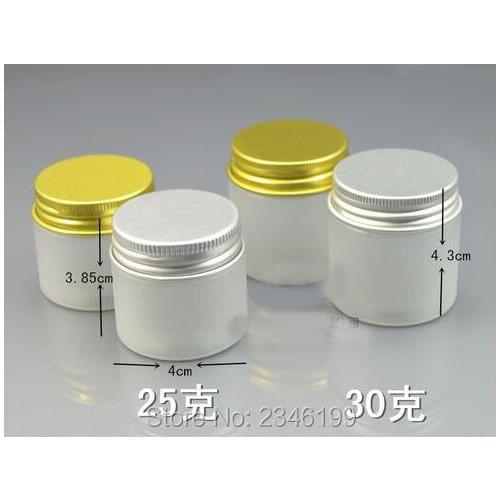 25G 30G 25ML 30ML Frosted Plastic Jar Aluminum Gold Silver Cap, PET Plastic Cosmetic Cream Container SkinCare Cream Pot, 50pcs