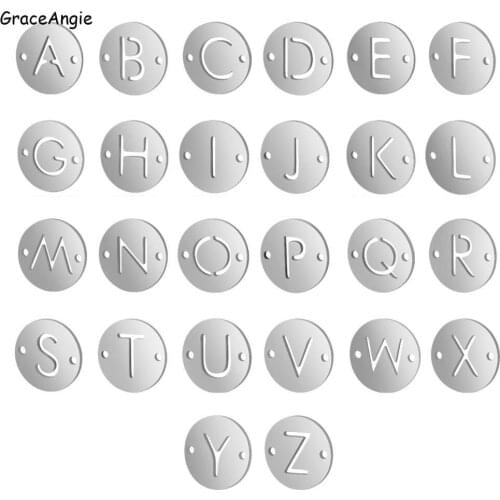 26 letter charms alphabet Pendant Connector Bracelet DIY Stainless Steel Jewelry FindingsSilverNecklace Earrings Anklets