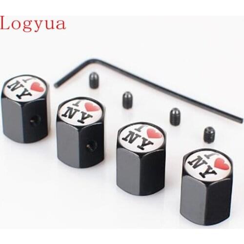 4PCS/lot Car Style Anti-theft I love New York Logo Car Wheel Tire Tyre Valves Caps For I Love NY Cars