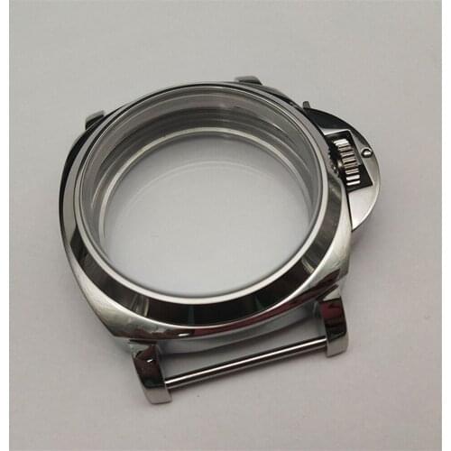 44mm Watch Case Replacement Stainless Steel Silver Polished Shell for Eta 6497/6498 for ST36 Movement