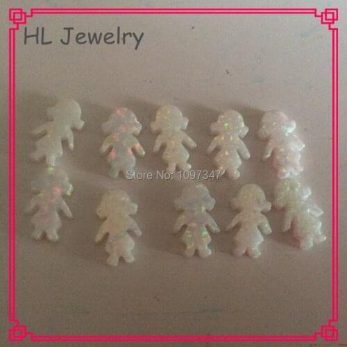50PCS/Lot 8.5*13MM Synthetic Fire Opal Girl Stone Op17 Snow White Color Girl Opal For Jewelry