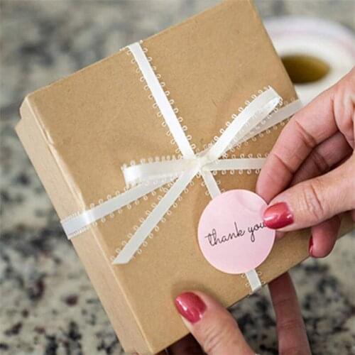 500pcs Per roll Thank You Sticker Pink Gift Candy Box Bag Labels Christmas Gift Decoration Sticker Stationery Stickers