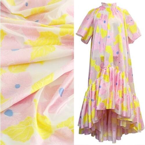 50x145cm jacquard printed polyester fabric factory custom fashion summer thin diy fashion dress sewing fabric cloth