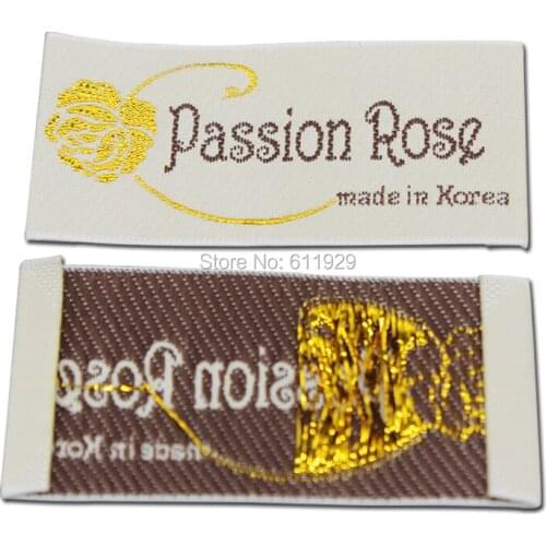 Free Shipping Customized garment labels/clothing woven labels/tags/garment golden logo/brand embroidered labels 1000 pcs a lot