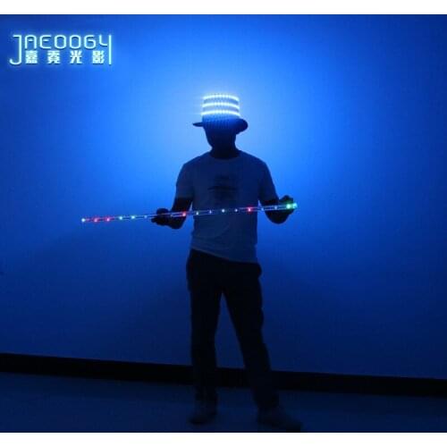 Large stage show light LED flashing hat Halloween Christmas party fluorescent color jazz cane night field lighting props