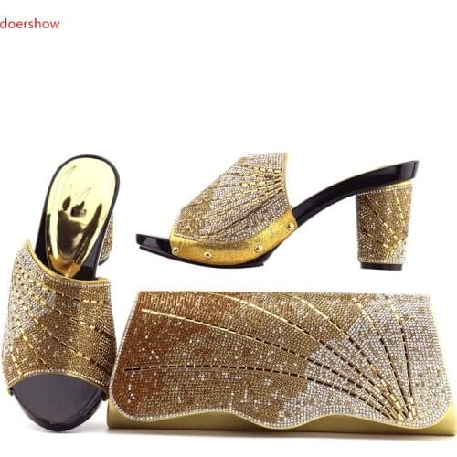 Doershow Shoes and Bag To Match Italian Matching Shoe and Bag Set African Wedding Shoes and Bag To Match for party PAN1-5