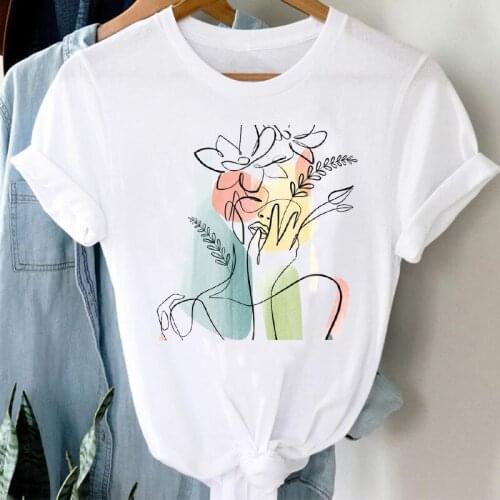 T-shirts Women Elegant Watercolor 90s Fashion Trend Mujer Camisetas Clothes Graphic Tshirt Top Lady Print Female Tee T-Shirt