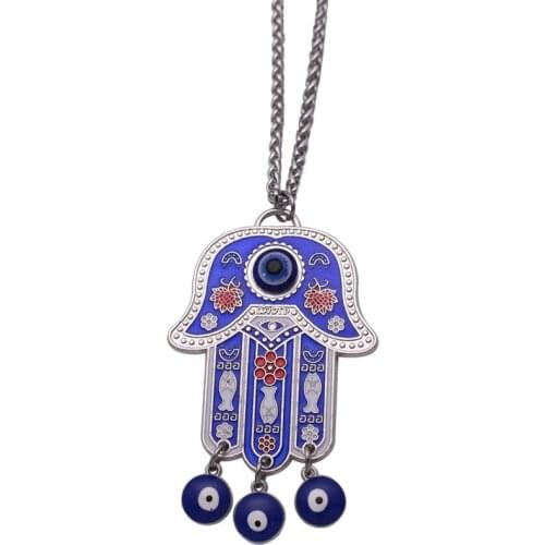 Hamsa Hand Of Fatima turkish evil eye pendant necklace islam muslim jewelry