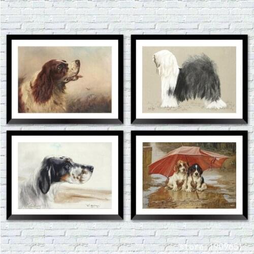 No frame classical animal dog landscape canvas printings oil painting printed on cotton living room wall art decoration picture