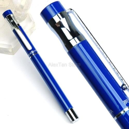 Hero Classic 0.5mm Iridium Nib Steel Blue Fountain Pen 360 Degree Inking Pens Office Home School For Nostalgic Stationery