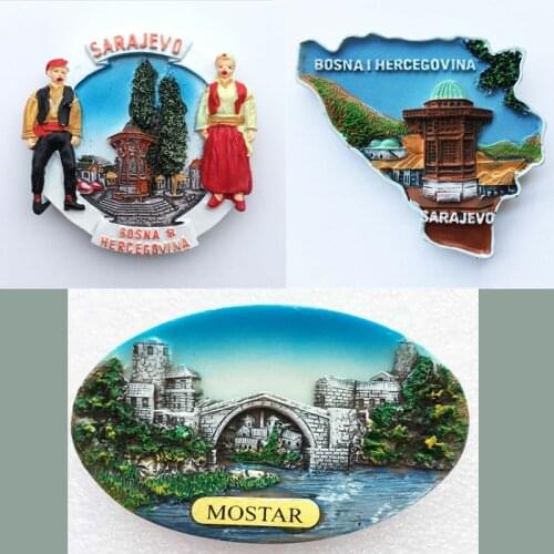 Fridge Magnet Souvenir Bosnia Herzegovina Mostar Sarajevo Landmark Scenic Spot Refrigerator Magnets Sticker Country Travel Decor