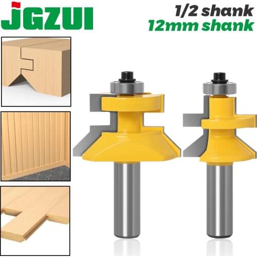 2pc 1/2" 12mm 8mm Shank V Groove & Matched Tongue Router Bit Set w/ premium ball bearings Woodworking cutter