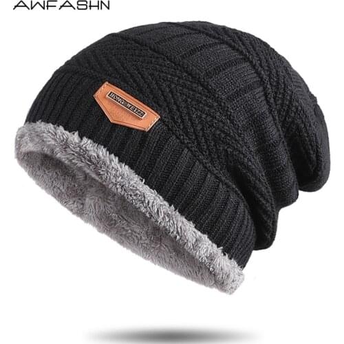 NEW Men Beanies Knit Hat Winter Cap For Man knitted Cap Boys Thicken Hedging Cap Balaclava Skullies Fashion Warm knit Beanie