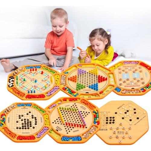 Educational Toys Checkers Flying Chess 12-in-1 Chess Childrens Wooden Early Learning Educational Toys Gifts M122