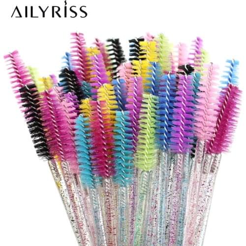Disposable Eyelash Brush 25/50 Pcs Crystal Eye Brush Diamond Handle Mini Mascara Wands Brush Eyelash Extension Makeup Brush Set