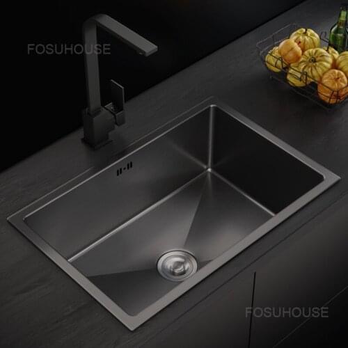 Original Black Kitchen sink Stainless Steel Nano Sink Single Sink under the Table Sink kitchen sink kitchen fixtures