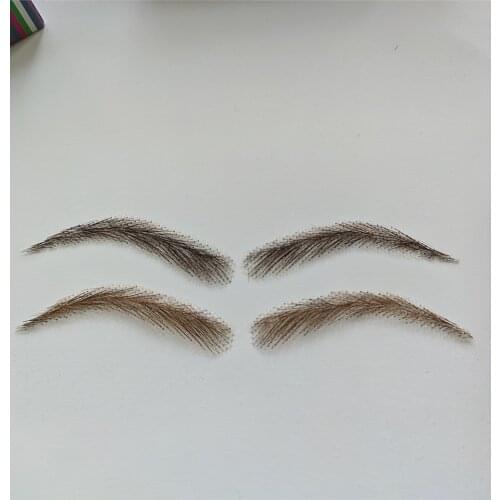 A pair of Hand Made Human Hair Eyebrow Fake Eyebrow 013 Light Brown Color Handmade Swiss Lace Invisible Reality Eyebrow