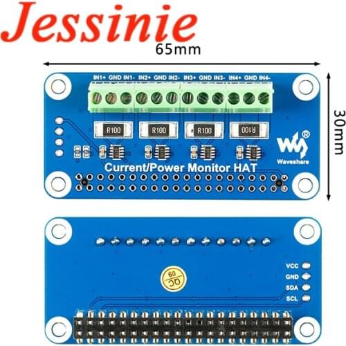 Raspberry Pi Current Voltage Power Monitor HAT 4 Channel Built-in ADC I2C IIC SMBus Interface for Arduino Raspberry pi 3B/3B+/4B