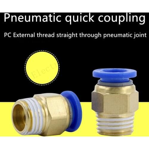 PC Air Pneumatic 10 12mm 6 8mm 4mm Hose Tube 1/4"BSP 1/2" 1/8" 3/8" Male Thread Air Pipe Connector Quick Coupling Brass Fitting