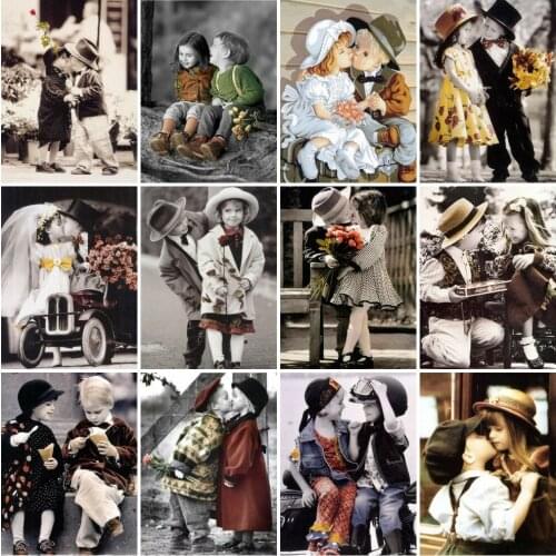 Full Square 5D Diamond Painting Little Boy And Girl 3D Diamond Embroidery Cross Stitch Kid Portrait Rhinestone Mosaic Home Decor