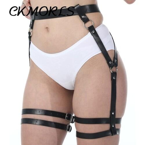CKMORLS Women Belt For Stocking Garters Female Faux Leather Harness Leg Cage Body Bondage Lingerie Adjustable Harajuku Suspender