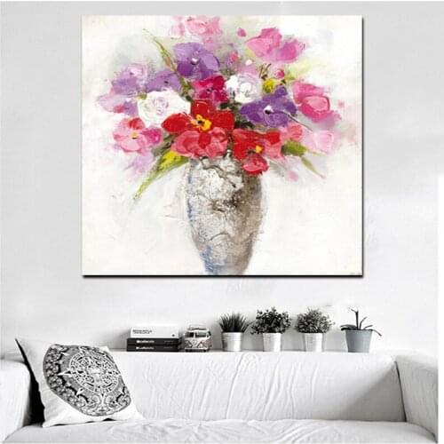 Print Orchid Flower in Vase Abstract Oil Painting on Canvas Modern Pop Art Wall Picture For Living Room Sofa Cuadros Decoracion