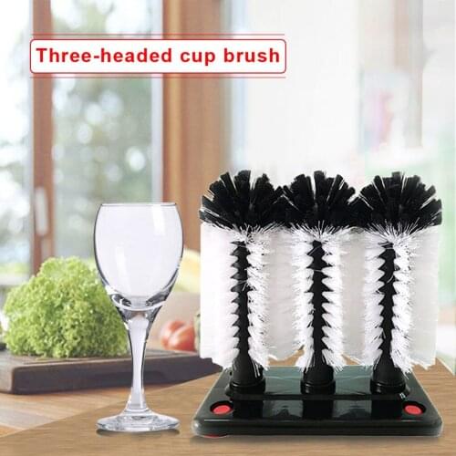 Wine Glass Cleaning Brush Home Kitchen Dish Cookware Dinnerware Washing 3 Sides Brush New