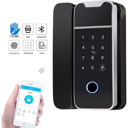 TTlock App WiFi Bluetooth Control Glass Door Lock Electronic Digital Code RFID Biometric Fingerprint Smart Lock for Office