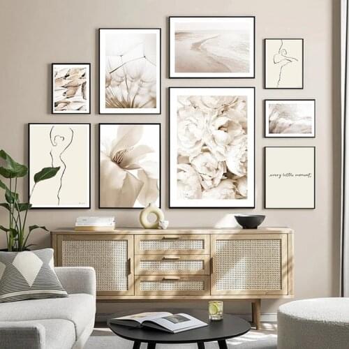 Modern Nordic Abstract Flower Scenery Decorative Canvas Painting Wall Art Poster For Living Room Decoration Bedroom Decor