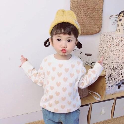 New Autumn Kids Baby Girls Sweater Autumn Winter Full Sleeve Love Pattern Pullover Sweater Toddler Children Knitted Sweater