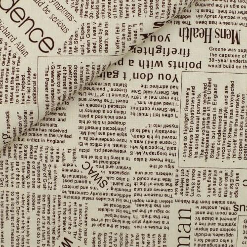 Cotton Linen Fabric for handmad, bed, bag, curtain - Newspaper - brown (LF002)