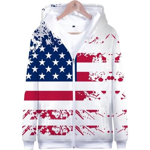 3D Print Independence Day Zipper Hoodies Fourth Of July Hoodie July Fourth Sweatshirts Fashion Casual 3D Hooded Mens Coat