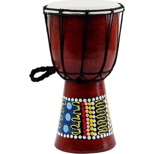 5 Inch Traditional African Bongo Congo Djembe Drum Classic Wooden Colorful Painting Faux Goatskin Musical Instrument