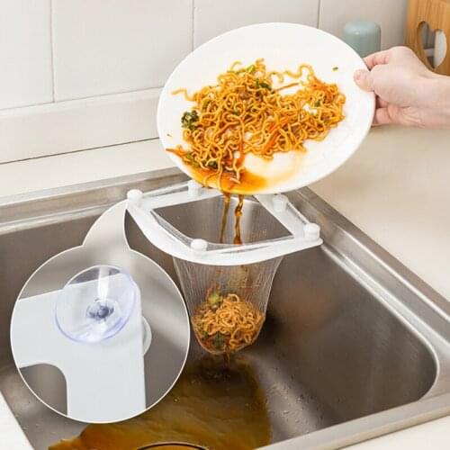 Inverted Triangular Hanging Drain Net Bag with Bracket Kitchen Sink Leftovers Soup Filter Bag Vegetable Washing ASD88