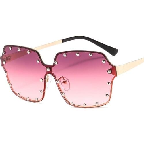 Veshion Rivet Square Luxury Sunglasses Men Women Fashion Shades UV400 Vintage Glasses