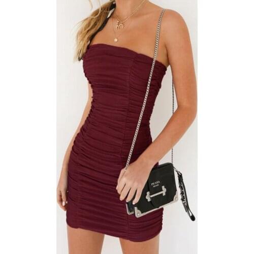 U-SWEAR Sexy Strapless Tube Dress Women Shirred Shoulderless Draped Bandage Slim Club Dress Solid Cocktail Party Dress Vestidos