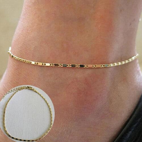 1PC Unique Women Simple Alloy Gold Chain Anklet Ankle Bracelet Barefoot Sandal Beach Foot Jewelry 24+5cm