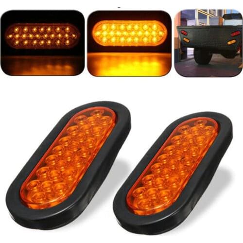 2pcs 12V 24 Led Oval Truck Trailer Stop Turn Tail Brake Light Side Marker Lamp Trailer Truck Lamp Kit Set