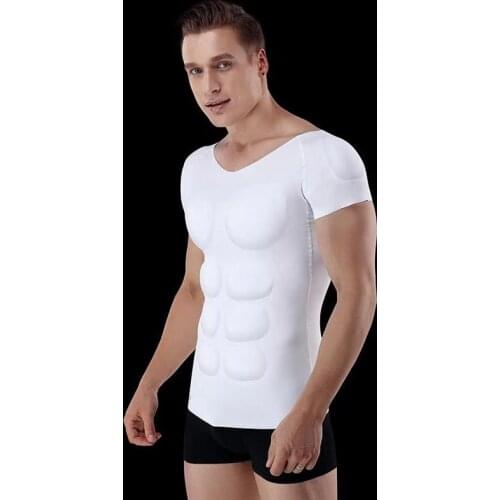 ABS 8 Pack Muscle Body Shirts Men Removable Pads Shaper Abdominal Underwear Corset Power Tops Invisible Undershirts Prayger