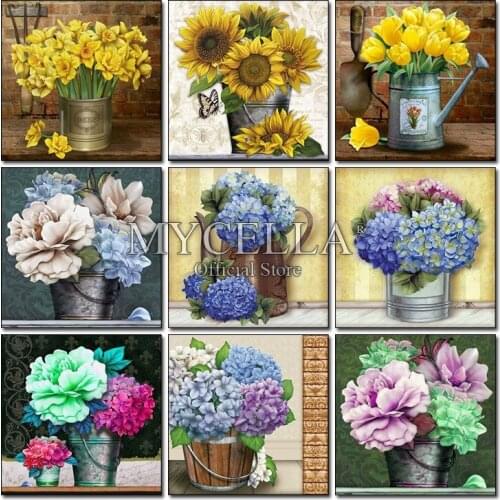 Full Square Drill 5D DIY Diamond Painting Flowers Embroidery Cross Stitch Mosaic Home Decor Cross Stitch Rhinestone needlework