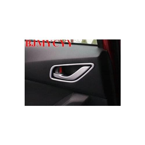 BJMYCYY free shipping Inside the car shake handshandle metal bright circle for mazda 3 axela 2014
