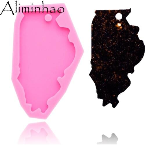 DY0212 Shiny Illinois state shape silicone molds DIY epoxy resin molds for jewelry Decorative Craft Keychain Mold wholesale