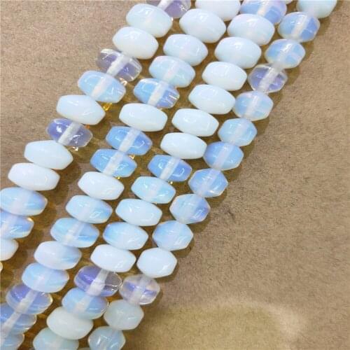 1 Strand 58Pcs 7x9mm White Opal Wheel Loose Beads For DIY Jewelry Necklace Making Accessories 15.5Inch