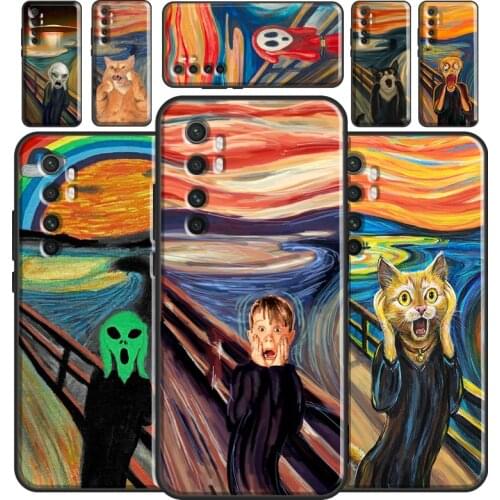 The Scream Skrik Painting Funny Art Phone Case For Xiaomi Mi 11 Lite 9 10 9T 10T Pro POCO X3 M3 Pro F3 Mi 11 Ultra Back Cover